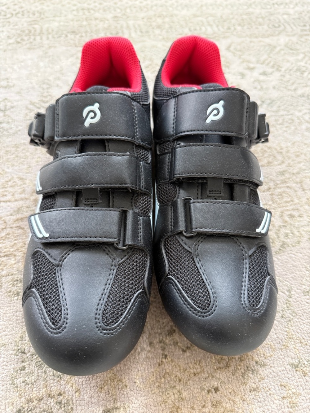 Peloton Black Cycling Shoes with Red Interior